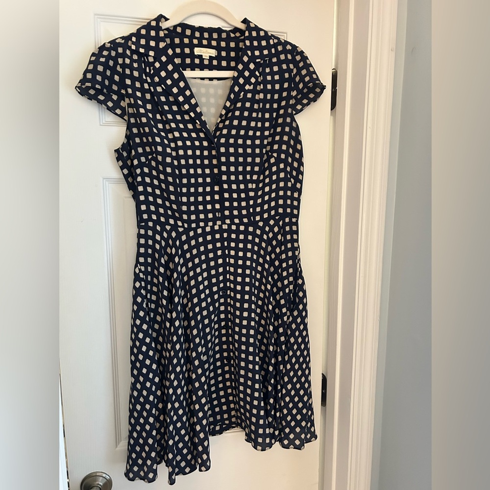 Shoshanna blue and white checkered silk dress. Size 6